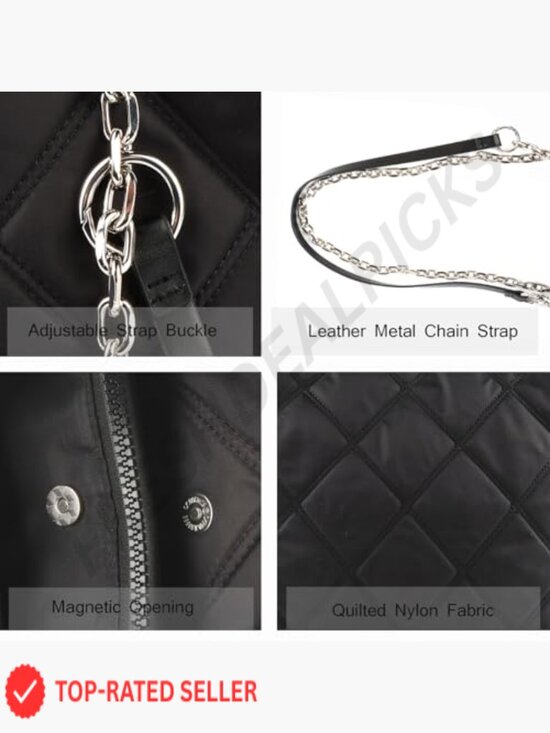 Quilted Tote Shoulder Bag Adjustable Chain Crossbody Lightweight Puffy Travel main image 5